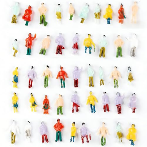VICDUEKG 100 figuras de modelo, diferentes poses, miniatura, miniatura, figuras de ferrocarril, personas pintadas, personas sentadas y de pie, carril H0, 1:150