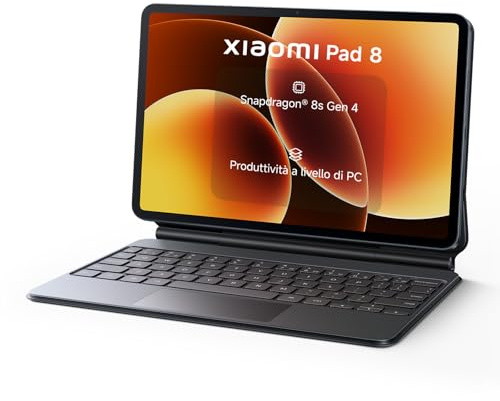 XIAOMI Pad 8 + Keyboard, Tablet 11,2'', 8+128 GB, Snapdragon® 8s Gen 4, Batteria 9200 mAh, HyperAI, Grigio, Garanzia 2 anni del produttore+1 anno extra, Caricatore non incluso