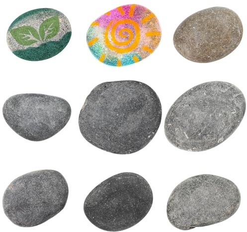 ORFOFE 9 Pezzi Pietre Piatte Lisce di Fiume 5-7 Cm per Dipingere Ciottoli per Terrario Decorazioni Giardino e Acquario Rocce per Artigianato e Paesaggistica Esterna