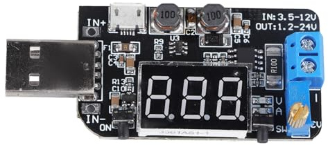 Modulo Alimentatore USB Regolabile 5V a 3.3V 9V 12V 18V 24V con Protezione Sovraccarico - Uscita Stabile e Funzione Monitoraggio Corrente per Elettronica