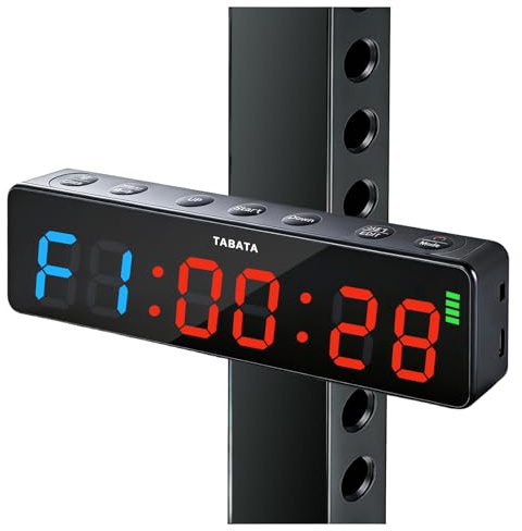 Manoive Temporizador de Gimnasio, Cronómetro LED Magnético Recargable para HIIT/Tabata/EMOM/FGB, Cuenta Regresiva/Progresiva, 5 Niveles Brillo,Portátil LED Timer de Intervalos para Casa Garaje Boxeo | Reloj de gimnasio con cuenta regresiva, reloj de 12 a 24 horas, cronómetro, para gimnasio en casa, garaje