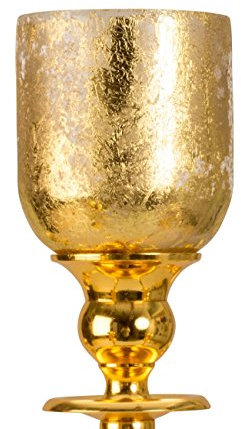 Geschenkestadl 5 x Glasaufsatz in Gold für Kerzenständer Kandelaber Windlicht Aufsatz