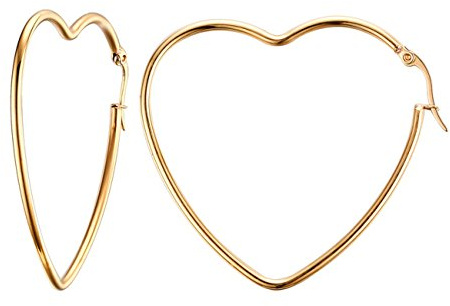 Pendientes de Aro Acero Inoxidable Chapado en Oro Mujer en Forma de Corazón