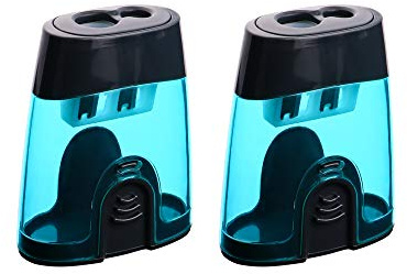 Eagle Bleistiftspitzer mit Doppellochung, Kunststoff, Blau, 2 Stück