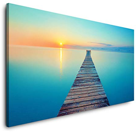 Steg am Meer 120x 60cm Panorama Leinwand Bild XXL Format Wandbilder Wohnzimmer Wohnung Deko Kunstdrucke