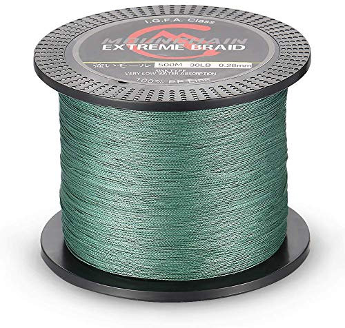 OUNCHAIN Geflochtene Angelschnur 4 Braid 1000M (Dunkelgrün, 0,28mm-30lb)
