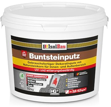 Isolbau Buntsteinputz - Mosaikputz für innen & außen - frostsicher, wasserfest, stoßfest - BP70 (Weiß, Grau), 10 kg