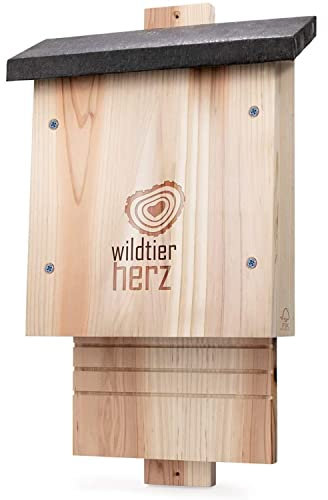 wildtier herz NABU Fledermauskasten aus FSC® Massiv-Holz - Wetterfestes Sommer & Winterquartier für Fledermäuse, unbehandelt & verschraubt