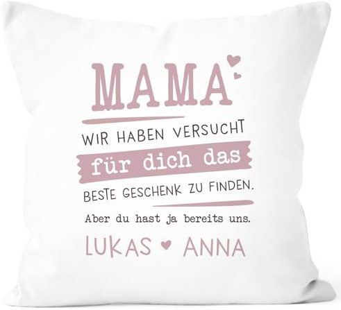 SpecialMe® Kissen-Bezug personalisiertes Geschenk Spruch Papa/Mama wir haben versucht Finden anpassbare Namen Dekokissen Weiss 40cm x 40cm