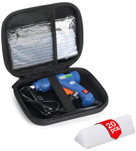 Pistola per colla a caldo con bastoncini di colla, kit per pistola per colla a caldo per artigianato con 20 bastoncini di colla e 20 bastoncini di legno, mini pistola per colla a caldo con custodia,