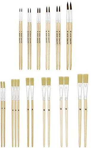 TSI 49111 - Juego de pinceles escolares (12 unidades, 1,2,4,6,8,10 - cerdas 4,6,8,10,10,12,14, mango lacado de color)