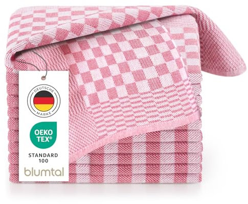 Blumtal Geschirrtücher Baumwolle 50x70 cm im 10er Set - Oeko-TEX zertifizierte Küchentücher - extrem saugstarke Geschirrhandtücher - Trockentücher Küche waschbar 95 °C - Geschirrtücher Rot-Weiß Karo