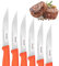 Fixwell®, coltello da bistecca, arancione, molto affilato, ideale per il tavolo da pranzo e la carne alla griglia, molto resistente, antiruggine, lavabile in lavastoviglie e per alimenti, 100% Made in