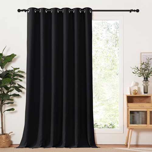 Pony Dance Vorhänge für Schlafzimmer, Doppelbett, Verdunkelungsvorhang, 1 Stück, Thermovorhänge, wärmeisolierend, für große Fenster, 200 x 245 cm (B x H), Schwarz | Verdunkelungsvorhang, 1er Set, Extra Breite, Hitzeschutz, für Schlafzimmer Große Fenster, Sichtschutz, Raumtrenner