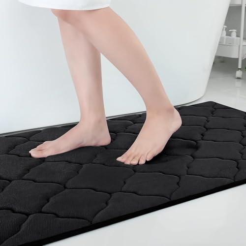 Homaxy Memory Foam Badematte rutschfest Badezimmerteppich-60x120cm, Schwarz | weich & komfortabel, rutschfeste rückseite, schnelles wasser-absorbent, waschbar & pflegeleicht, breite anwendungsbereiche