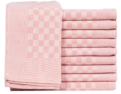 Müskaan 10er Set Geschirrtücher 50x70cm, 100% Baumwolle, Rosé – 210 g/m², Küchenhandtücher, Grubentücher zum Putzen, Fusselfrei Geschirrhandtücher, Küchentücher saugstark, Geschirrtuch Rosa
