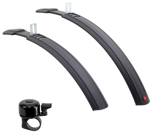 Hebie 0774E NATTER 24 MTB Fahrrad Schutzblech Steckblechsatz Set Schwarz inkl. Fahrradklingel
