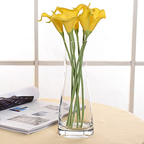 Aoderun Jarrón de flores para decoración de 10 pulgadas de vidrio transparente para centros de mesa, jarrones grandes para flores secas, decoración del hogar, sala de estar, cocina, oficina, boda