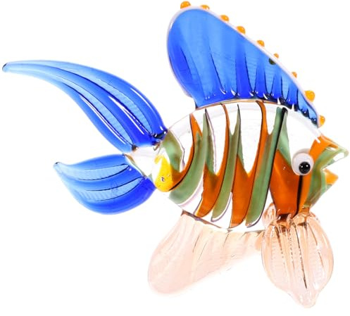 LIFKOME Stained Glass Fish Ornament Fish Craft Desktop Decoration for Home Decor Table Display Tv Cabinet Wine Cabinet Desk Ornament 3.15 X 1.50 X 2.76 in