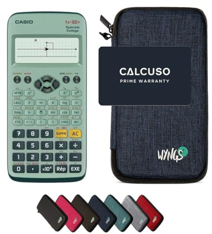 Casio fx-92+ Spéciale Collège inkl. WYNGS Schutztasche Blau - Wissenschaftlicher Taschenrechner - Basic Set