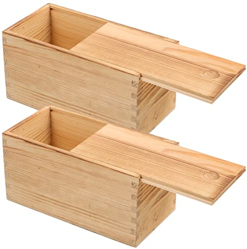 SEWACC 2 Stück Unfertige Holzkiste Mit Schiebedeckel Leere Holzkiste Schmuckschatulle Behälter Für Kunsthandwerk Hobbys Nähandenken