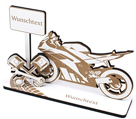 Geldgeschenk Motorrad Rennmaschine - inkl. Wunschtext - Schild für Geld Gutschein Gutscheingeschenk Motorradfahrer Biker - 20 x 13 cm