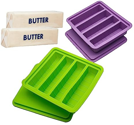 Silicone Butter Mold, Butter Molds Tray with Lid,Non-Stick Butter Tray Fits Standard Butter Stick Size, Ideal For Butter (Puple)