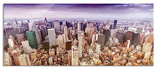 Pixxprint Glasbild Panorama, Wandbild aus Echtglas, Skyline New York, 120x50 cm, inkl. Aufhängung und Abstandshalter