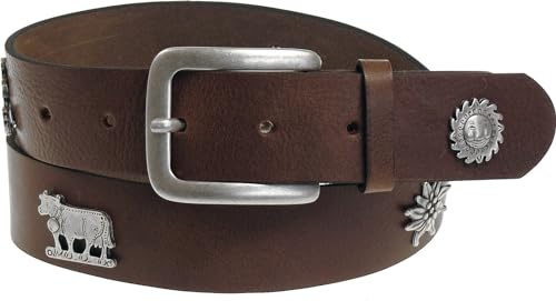 Harrys-Collection Herren Trachten Ledergürtel | starkes Vollrindleder, 4 cm breit, antike Schnalle mit traditionellen Motiven, perfekt für das Oktoberfest im Bierzelt