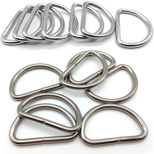 ATB-Foger 30 Stück Metall D Ringe Schnalle 32mm Silber D-Ringe Halbringe D-Ringe Stahl für Rucksack Gürtelschnallen Taschen Gürtel Bastelzubehör