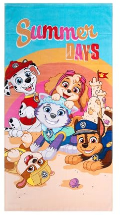 United Labels Paw Patrol Strandtuch für Kinder, Bunt, Summer Days, 140 x 70 cm, Handtuch aus 100% Baumwolle, Badetuch für Strand Schwimmen