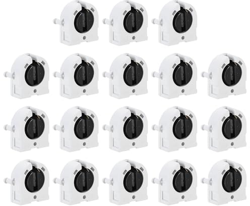 PATIKIL Soporte de Luz Fluorescente T8, Paquete de 18 Bases de Lámpara G13 para Tubos Led Fluorescentes, Zócalo de Luz de Tubo 500V Tipo de Giro sin Conexión, 26x32x13mm