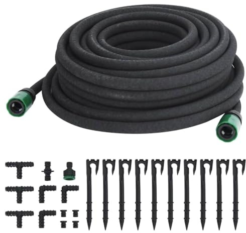 vidaXL Tropfschlauch Schwarz 0,6 25 m Gummi