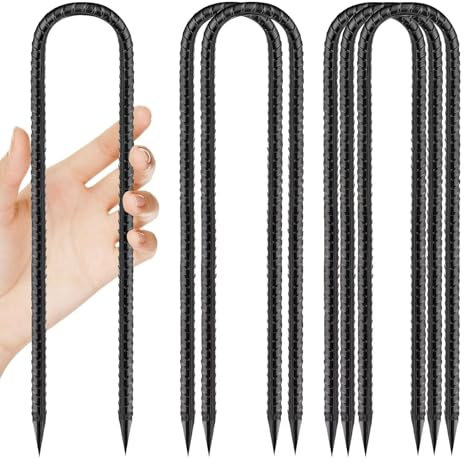 Bodenanker-Trampolin-U-Form, Zeltheringe 30cm Erdanker Bodenanker Schwarz Heringe ErdnäGel Stabil Zelt Metall Haken für Camping Die Sicherung Von Zaun Zelten Gartenarbeit Usw 6pcs