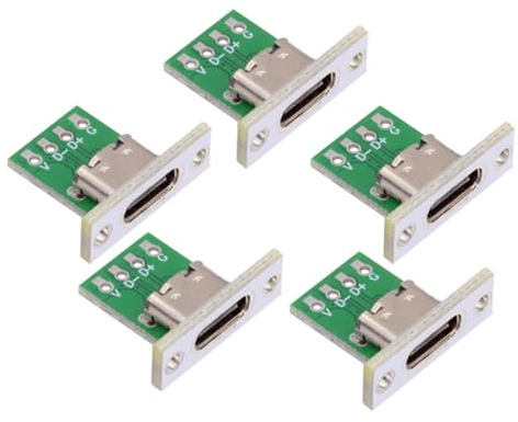 NFHK DIY OEM 5pcs/Set Type C Female Socket Connector Panel Mount Type with PC Board 24pin USB 2.0 Pinout