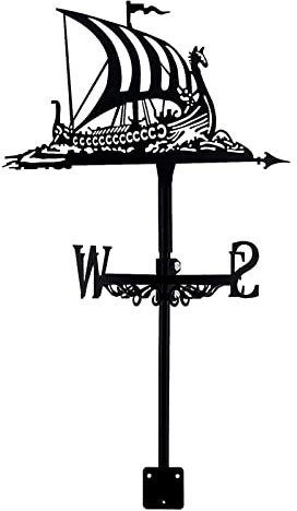 Viking Ship Weather Vane for Roof Metal Construction Weathervane, Sailing Ship Direction Wind Vane for Garden Home Sheds Fence Posts Pergola