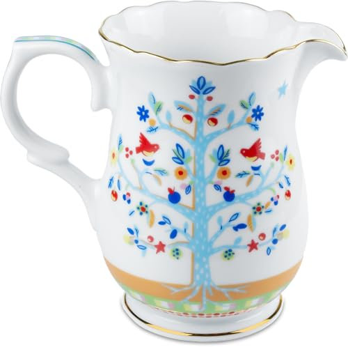 BACI MILANO Brocca in porcellana decoro Albero della Vita Linea Mamma Mia 22 x 12,5 cm, H 19 cm