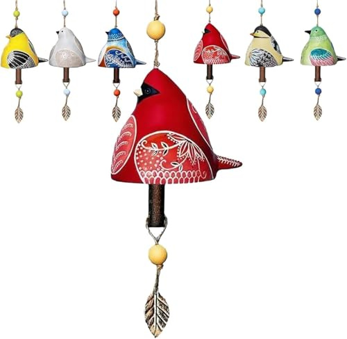 Bird Song Bell, Bird Song Bell Courtyard Decoration, Bird Song Bell Collection, Hanging Wind Chime Garden Courtyard Decoration, Music Wind Chimes, for Patio, Porch, Garden, Backyard(Red)