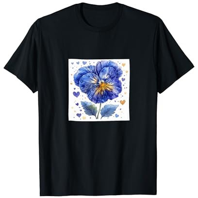 Stiefmütterchen Blumen mit Herzen rund um Boho-Stil Grafik T-Shirt