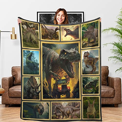 Dinosaurier-Decke für Jungen, weiche Kinderdecke, Überwurfdecke mit Dinosaurier-Muster, Geschenke für Dinosaurier-Fans, weich und gemütlich, lustiger Dinosaurier-Überwurf, Decke, Geschenk für Kinder,