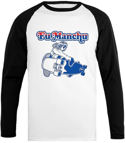 Fu Manchu Camiseta Unisex De Béisbol, Camisa De Manga Blanca Y Negra