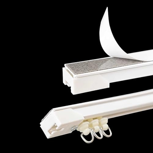 Gardinenschiene 1 läufig selbstklebende vorhangschiene Set Deckenschiene gardinenschiene ohne bohren for Fenster Dusch Vorhänge Raumteiler(1.6m(5.2ft))