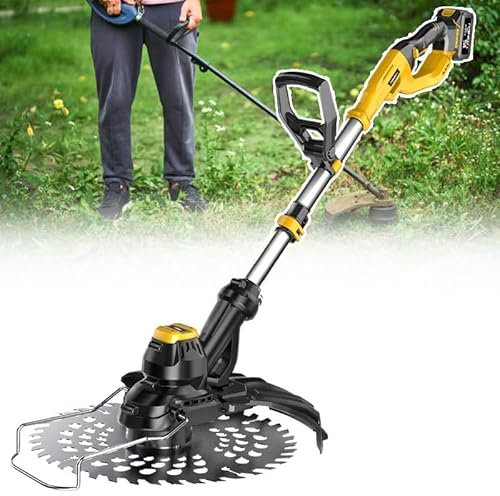 WEIMILOR Kabelloser Rasentrimmer | 120 cm ausziehbarer Schaft | 90° drehbarer Kopf | für ältere und weibliche Benutzer,1battery