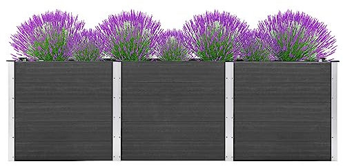 Xichuzi Arriate Elevado, Macetas para Flores Y Plantas, Jardineria Maceteros, Huerto Urbano Terraza, Mesa De Cultivo, Mesa Cultivo, de WPC Gris 300x100x91 cm