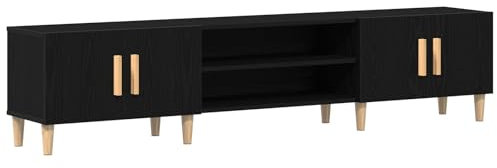 vidaXL Mobile TV Rovere Nero 180 x 31,5 x 40 cm Legno Multistrato, Mobile TV Rettangolare Moderno, Console, scaffale, arredo Pratico per Il Soggiorno, unità Decorativa
