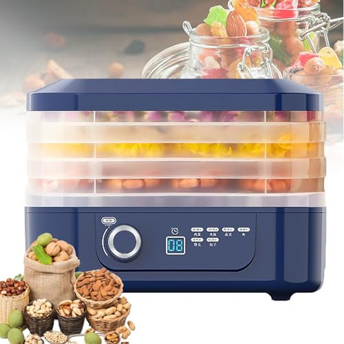 Mini Electric Food Dehydrator, 5 Tray/3 Tray Fruit Dryer Dehydrator Food Dryer with Removable Trays, 35-75℃ Temperature Control, 48H Timing, 360° Circulating Hot Air, for Meat Vegetables blue 3-Tray