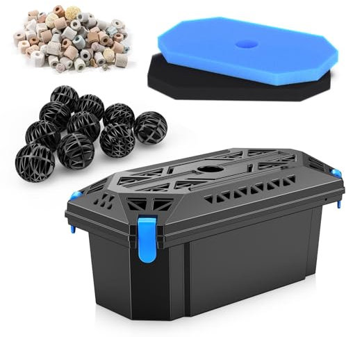 Biling Teichfilter Komplettset, Verwendet mit Teichpumpe Solar Springbrunnenpumpe Teichfilter Wasserfall, Biologisches Filtersystem dient zum Schutz von Wasserpumpen und klare Teiche Wasserfall