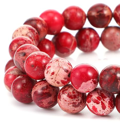 45-47 Pezzi Perline di Diaspro Blu Rosso Perline di Pietre Preziose Naturali di Sedimenti Marini Reali 8mm Tonde Colorate per Collane Bigiotteria Braccialetti Fai Da Te Creazione di Gioielli