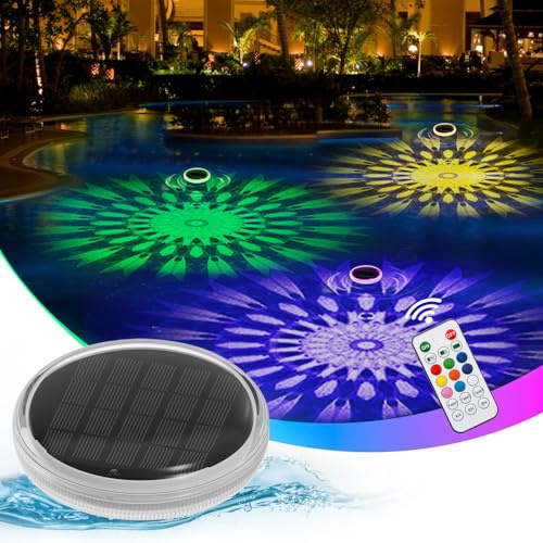 MATEPROX Luce per Piscina Solare Galleggiante, Lampade LED RGB Impermeabile IP68 con Telecomando, Illuminazione Solari Galleggianti per Piscina Fuori Terra, Laghetto, SPA, Giardino Decorazioni-1 pezzi