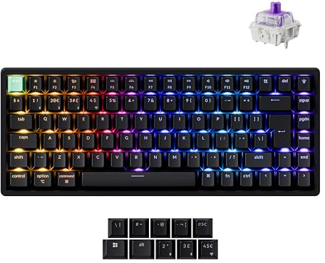Keychron K2 HE Wireless Gaming Keyboard - 75% UK Layout, Hall Effect Magnetic Switches, Rapid Trigger, Hot-Swappable RGB Backlit, Bluetooth 5.2/2.4GHz, Mac & Windows Compatible - Aluminium Frame
